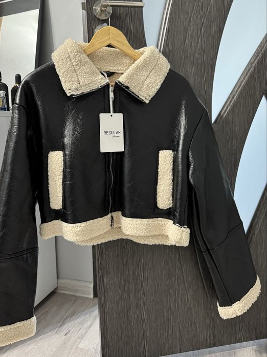 Късо кожено черно яке