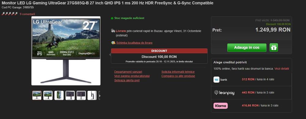 Monitor LG 180hz/200hz(OC)