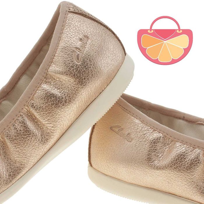 ПРОМО до 30.10! CLARKS № 36/37 – Дамски балеринки ест кожа ROSE & GOLD