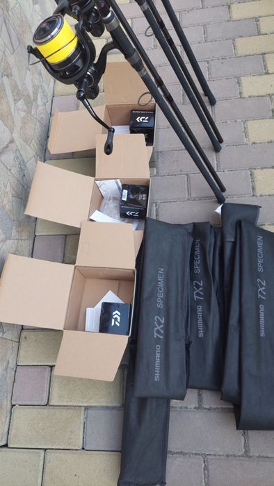 3 lansete shimano tx2, 3.66m/3,5lb, 3 mulinete daiwa 23 emblem 35scw