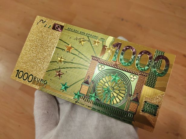 Vând bancnote "1000 EURO" (souvenir) GOLD polymer