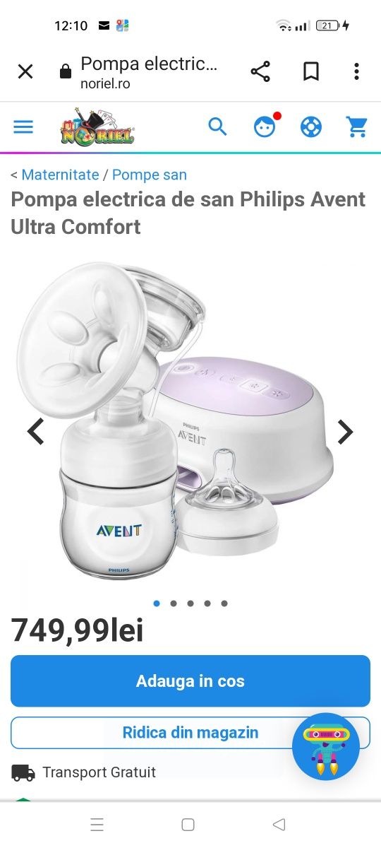 Vând pompă de sân electrică Philips Avent