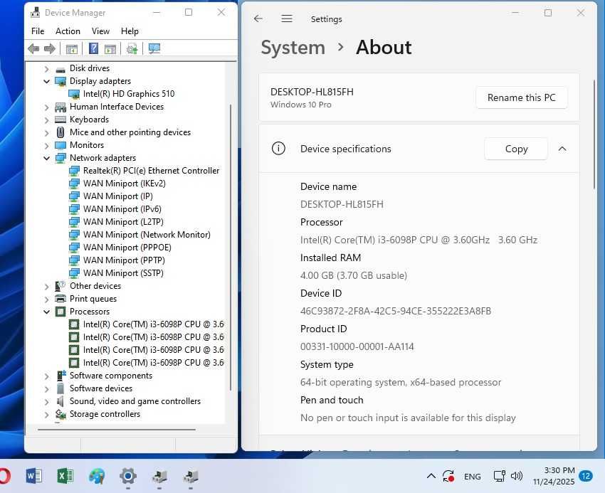 Kit performant, MB LGA 1151 ASRock B150M0HDS/i3 6098p 3,6GHz/4Gb ddr4