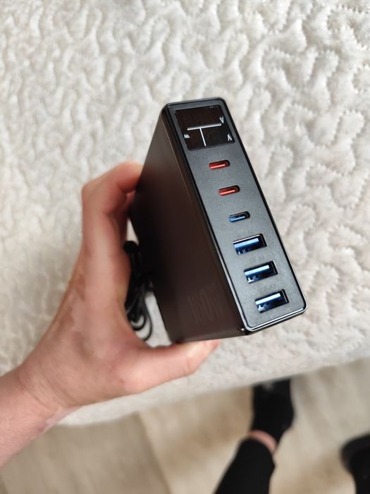 160W USB C GaN мрежово зарядно устройство, станция за зареждане с 6 по