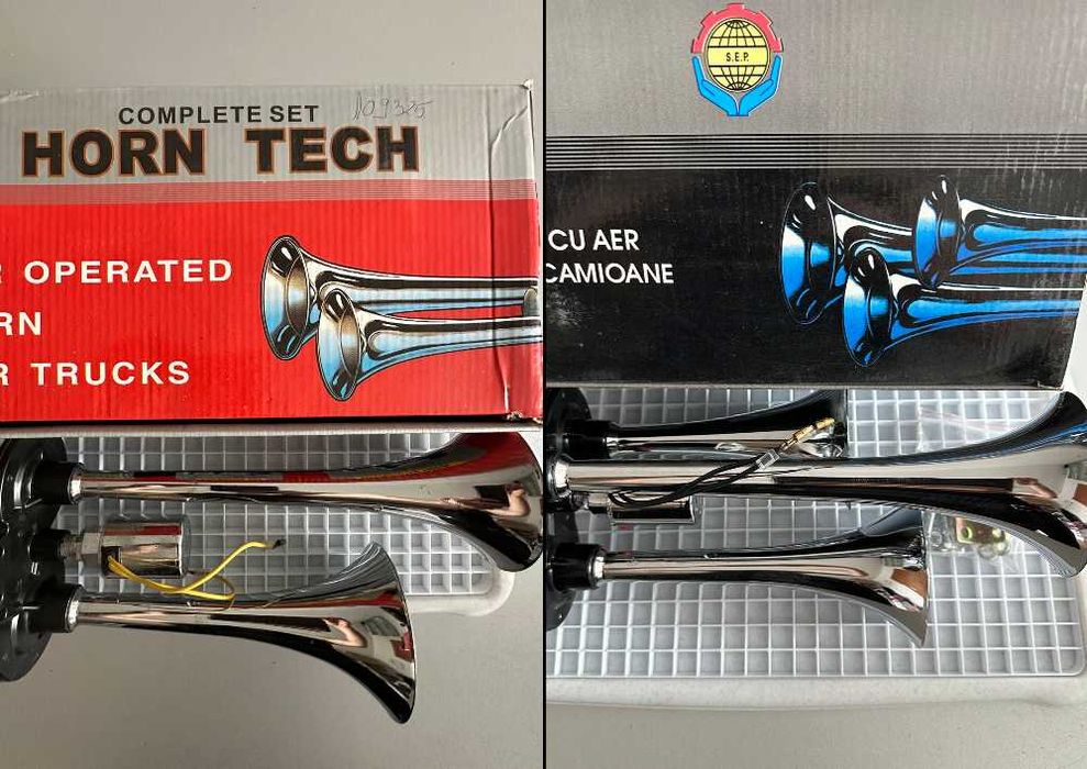 Claxon cu aer - 2 si 3 trompete, 12V/24V