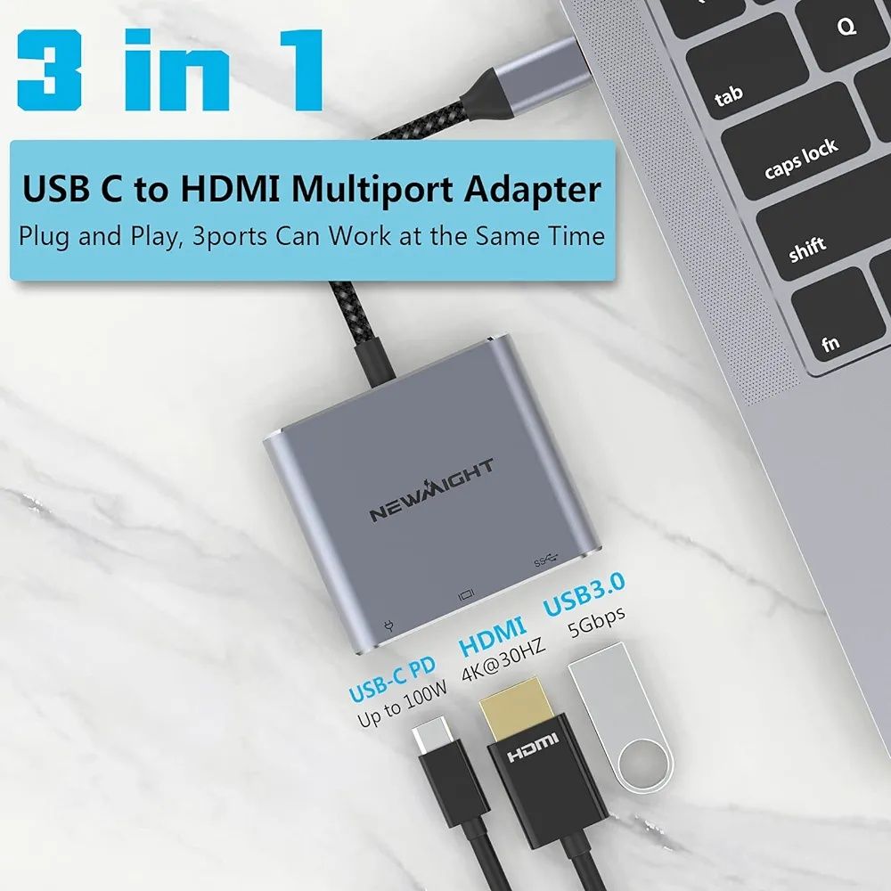 USB C към HDMI адаптер - USB C адаптер с HDMI 4K изход