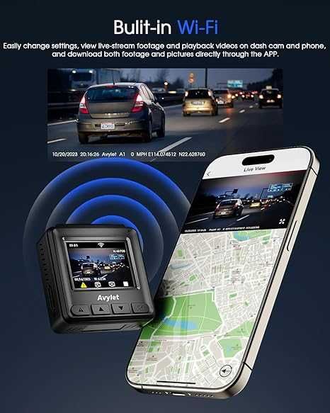 Camera de bord auto Wi-Fi 2K Avylet