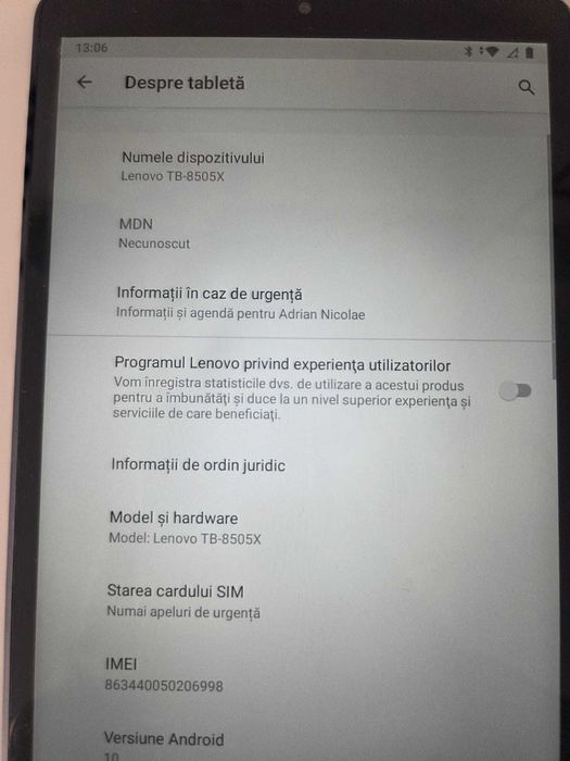 Vând Tabletă Lenovo Tab M8, Husă cu tastatură, Mouse Bluetooth