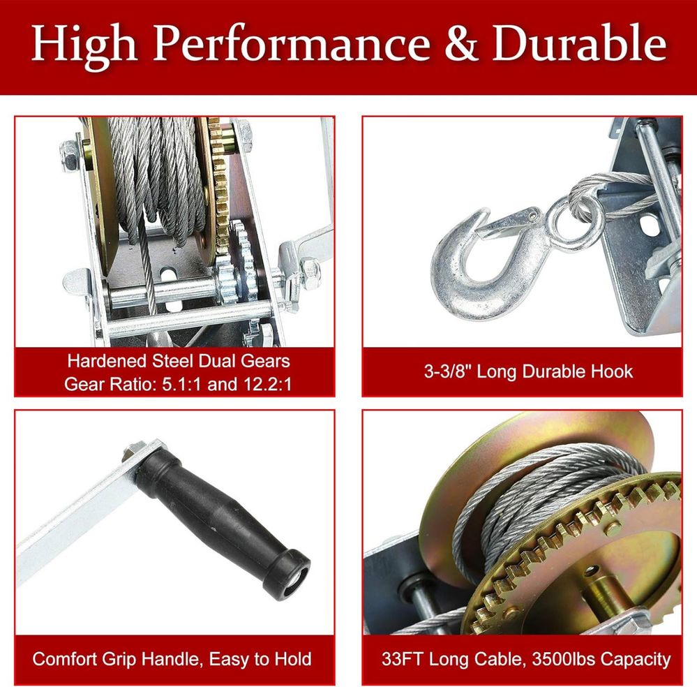 Лебедка ръчна 3500lbs/1587kg за лодки,колесари и др.