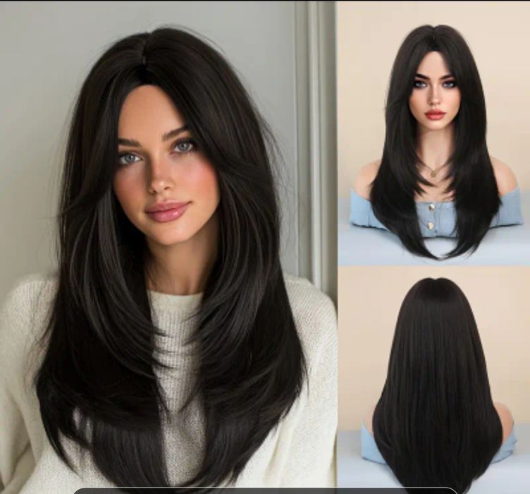 дамска черна перука