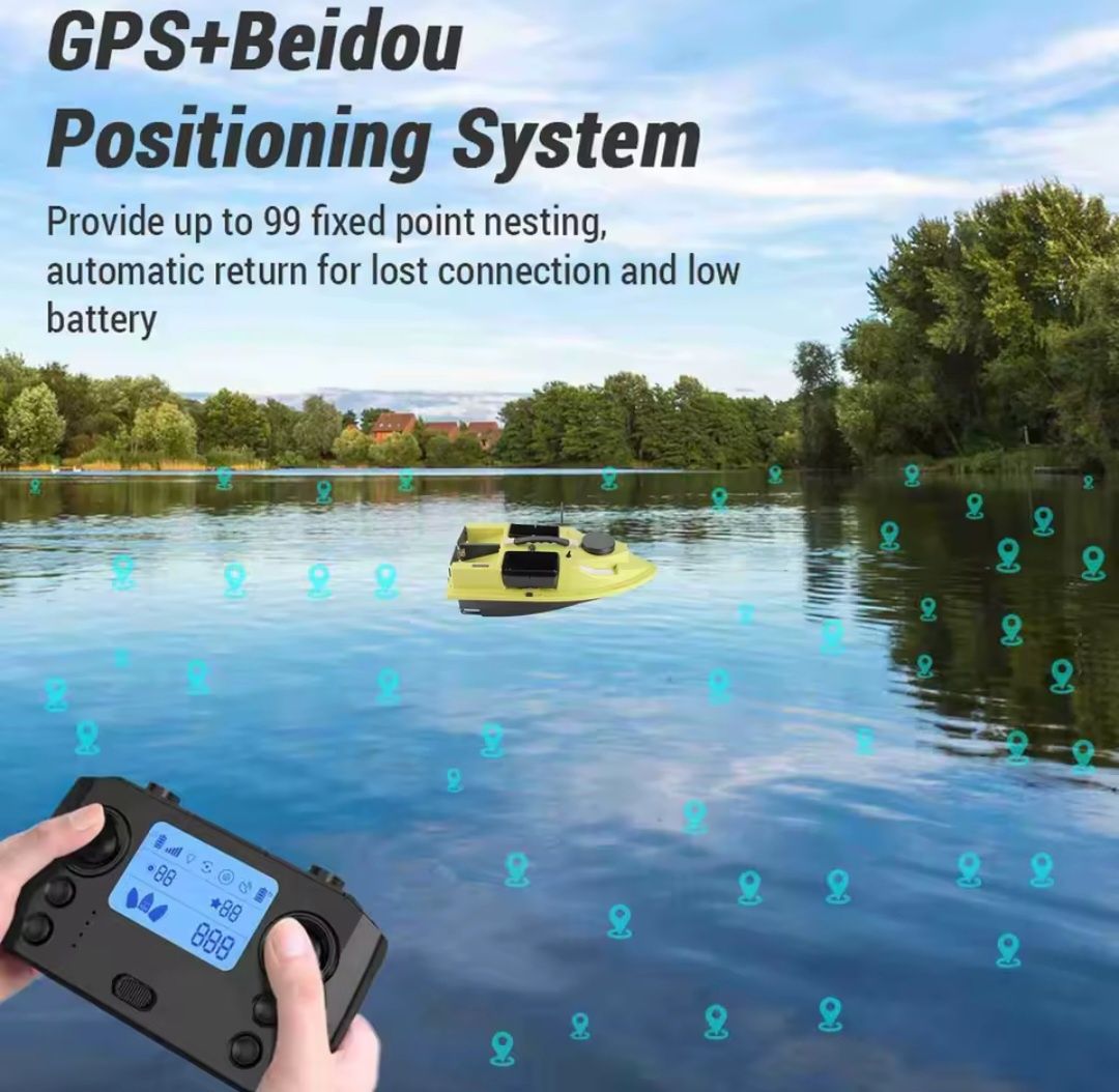 Лодка за захранка D19 с GPS ТОП ЦЕНА с 2 батерии,сак,зарядно и за кола
