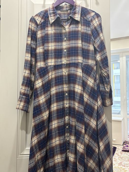 Платье-рубашка миди из фланели от Uniqlo