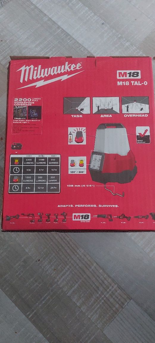 Lampă de șantier Milwaukee 18V