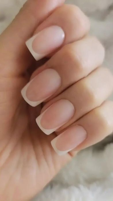 Комплект от 36 бр. нокти френски маникюр с лепящи стикери + лепило