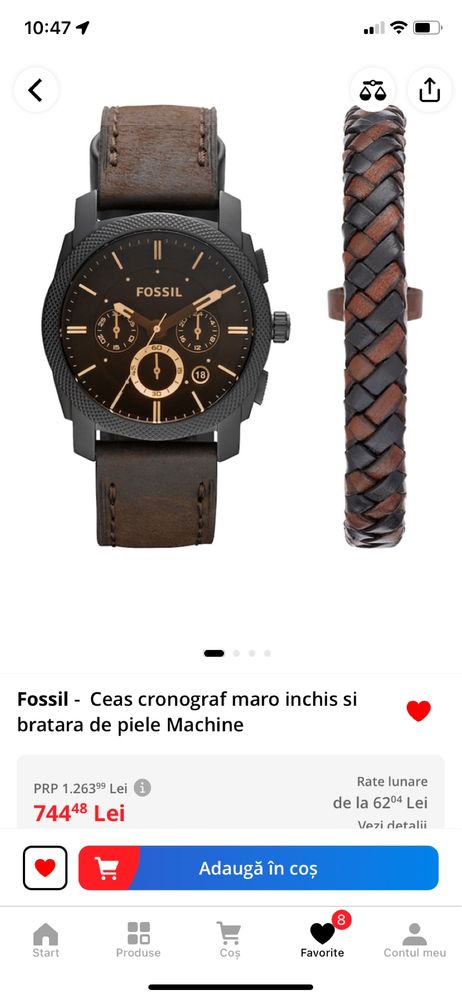 Ceas Fossi Machine + Bratara de piele Fossil aproape nou