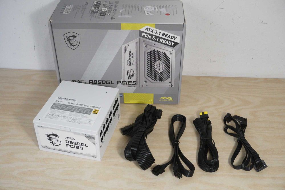 Захранване MSI MAG 850W P850GL Gold бяло- ATX 3.1 Nvidia 16pin вкл ДДС