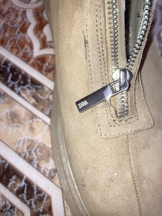 Боти Zara над глезена естествена обърната кожа