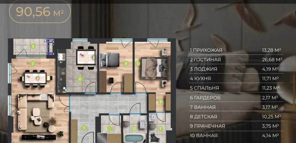 Продается новостройка трёхкомнатная
