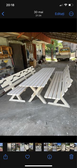 Vând set masă cu bănci