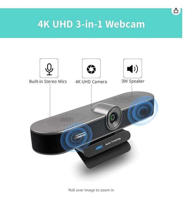 camera web TONGVEO ( 4KWebcam+Mic+Speaker )
