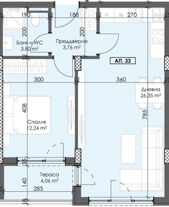 Двустаен ЮЖЕН апартамент с АКТ 14 - кв. Тракия