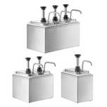 Dispenser Dozator Triplu pentru Sosuri din Inox – 3 x 3 Litri