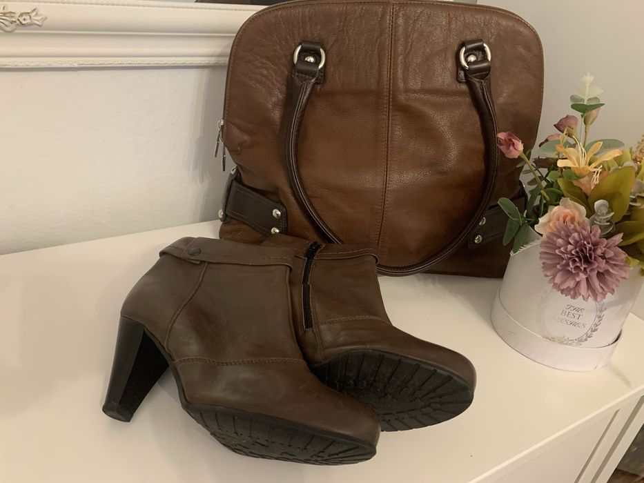 Vand set ghete dama si poseta, piele naturala, mar ghete 39