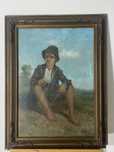 Tablou Vintage Original, Moment de Liniște, Semnat, Ramă din Lemn