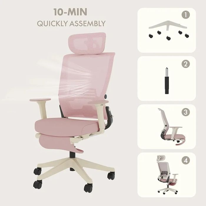 NOU Scaun birou Flexispot OS1, rabatabil, roz