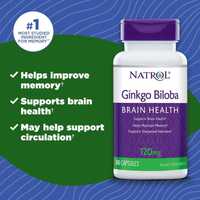 Гинко Билоба Natrol - Ginkgo Biloba 120 мг-60 капсул Америка