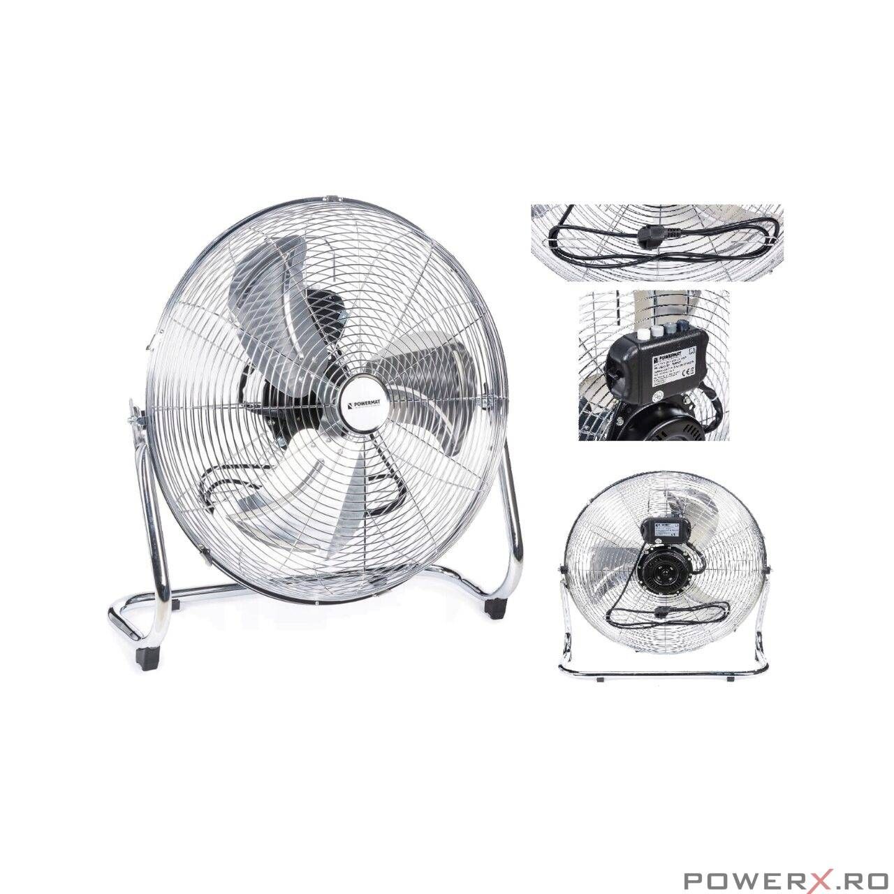 Ventilator de podea 45 cm, 200 W, alb, Powermat