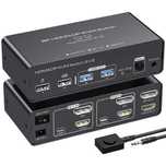 HDMI+Displayport KVM превключвател 2 монитора 2 компютъра