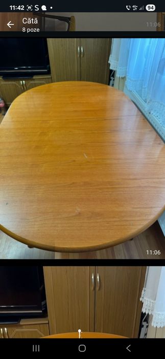 Masă mare de sufragerie in stare bună, dimensiuni in poză, are si 4 sc
