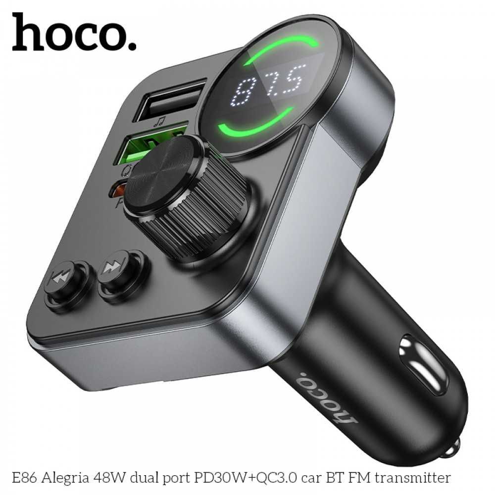 Bluetooth 48W PD FM Трансмитер 2x USB 1xType C / Hoco / MicroSD