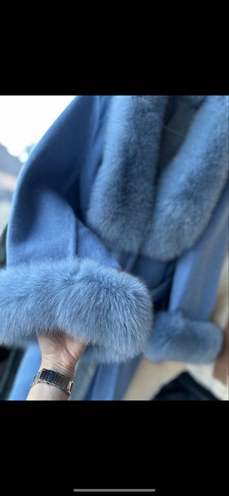 Естествена вълна с естествен косъм лисица синьо палто уникално, ново