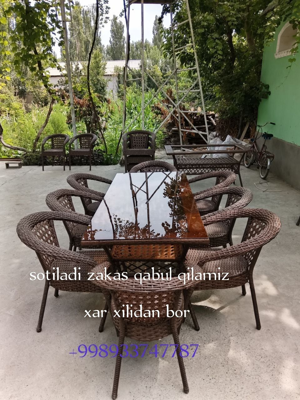 Ratan stol stul qoʻl mexnati quyoshga chidamli