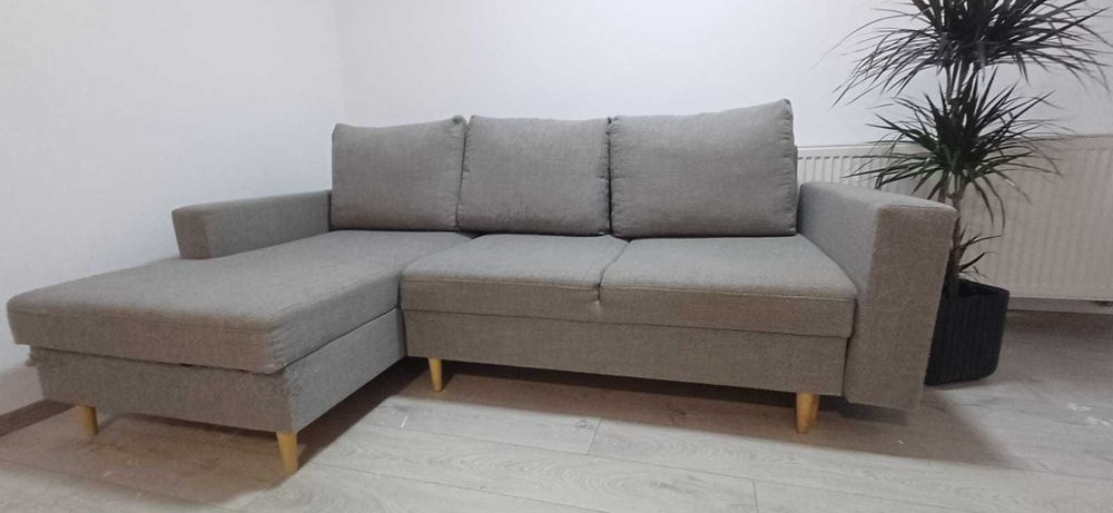 Canapea IKEA gri, 235 x 147 x 61, spatiu depozitare