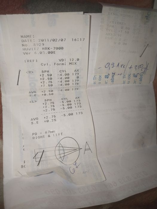 Lentile hipermetropie cu dioptrii +2.5 -4 ,+2.75 -5