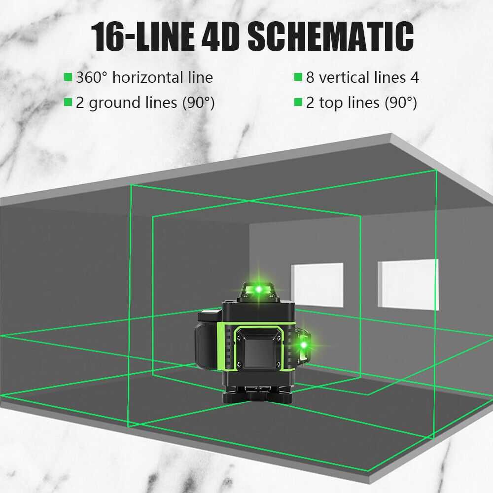 Nivela laser 4D Visoli, 16 linii, Lumina verde, cu telecomanda