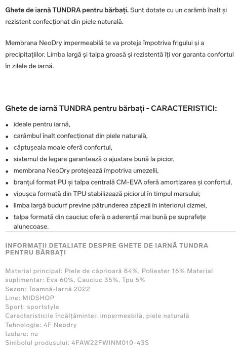 Ghete de iarna 4F Tundra 43