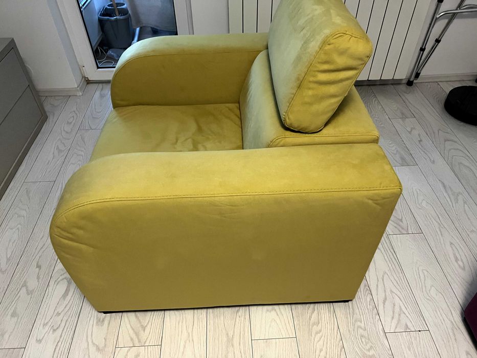 2 bucăți Fotolii Kera, galbene spre lime, cu tetiere rabatabile