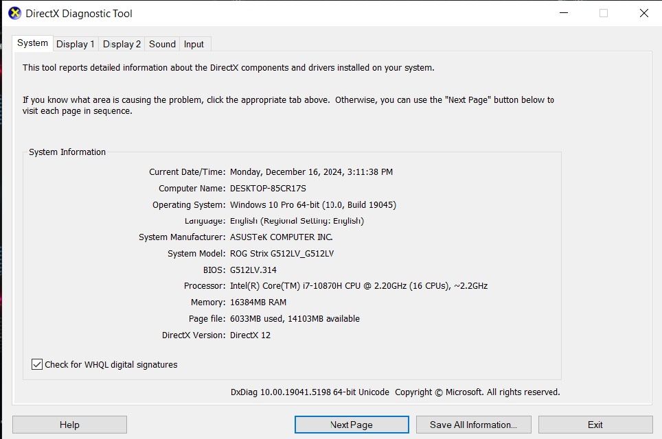 Asus Rog Strix G15 G512LV - i7 - 8GB Video - 16 RAM