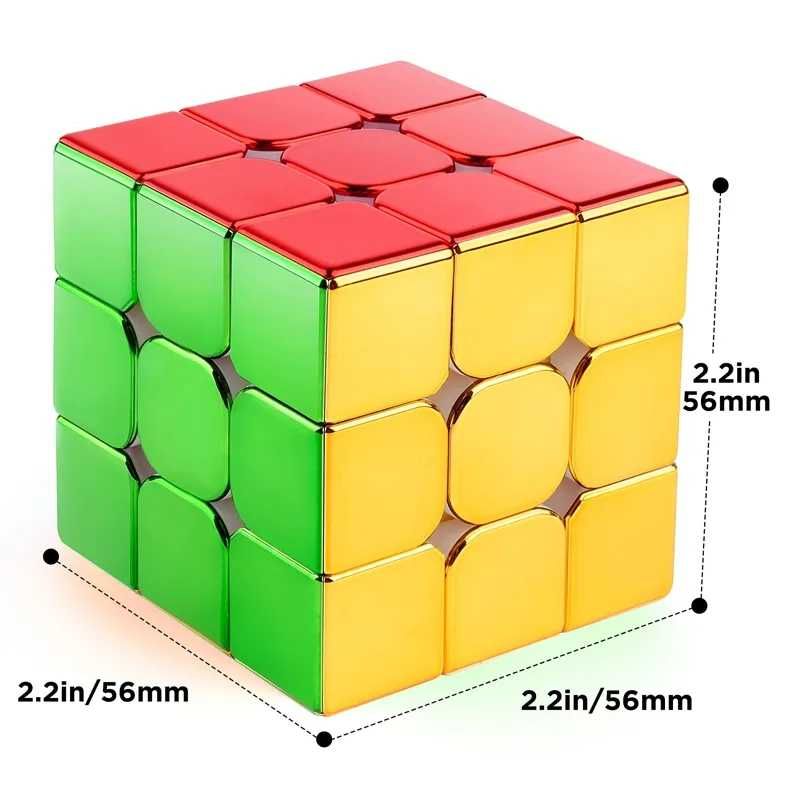 Cub Rubik MAGNETIC. Metalizat. Stand inclus. Stickerless. Super rapid.