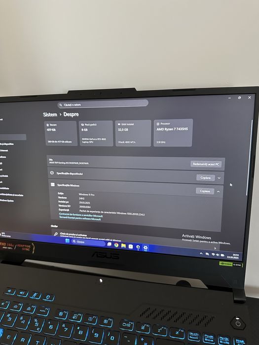 ASUS TuF Gaming A15 RTX 4060 8GB, 32GB RAM, Ryzen 7