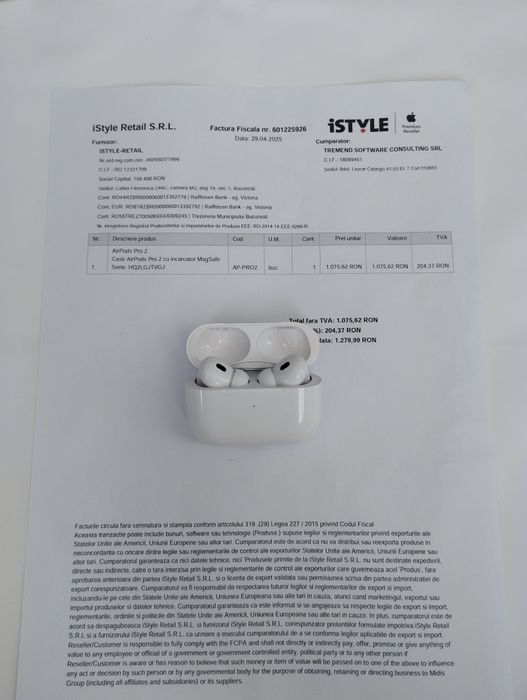 Airpods Pro 2 cu factura iStyle - Cadoul Ideal - Urgent