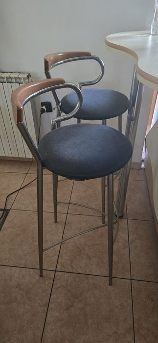 Scaun de bar din inox si lemn