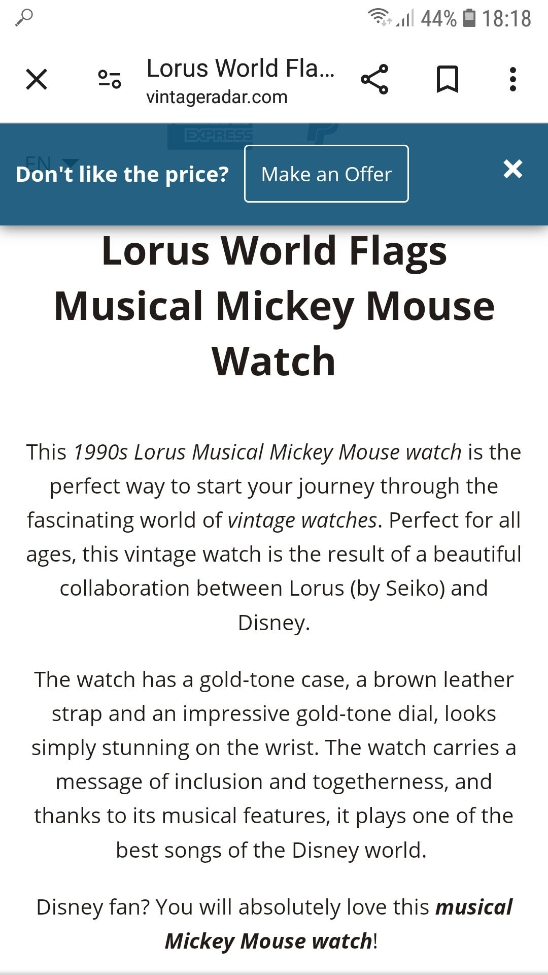 Ceas super raritate Lorus by Seiko Disney Musical Mickey Mouse