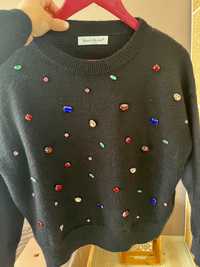 Празничен пуловер с камъни/ мъниста
