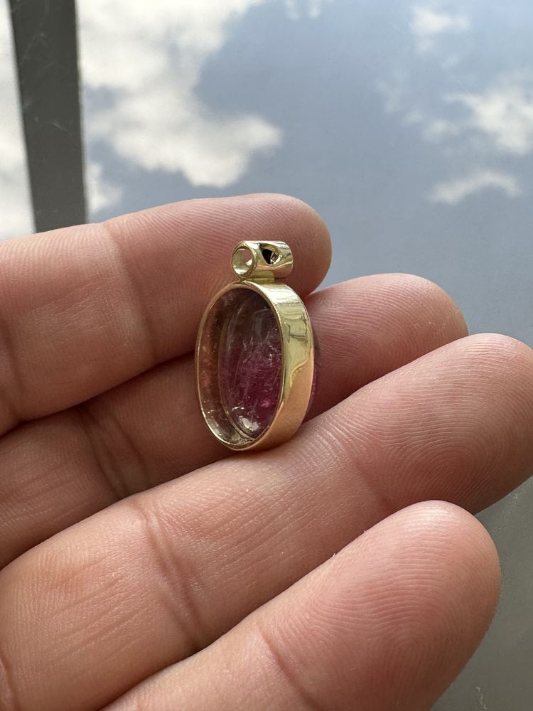 Vand pandant aur 14k cu diamant si Turmalina bicolora