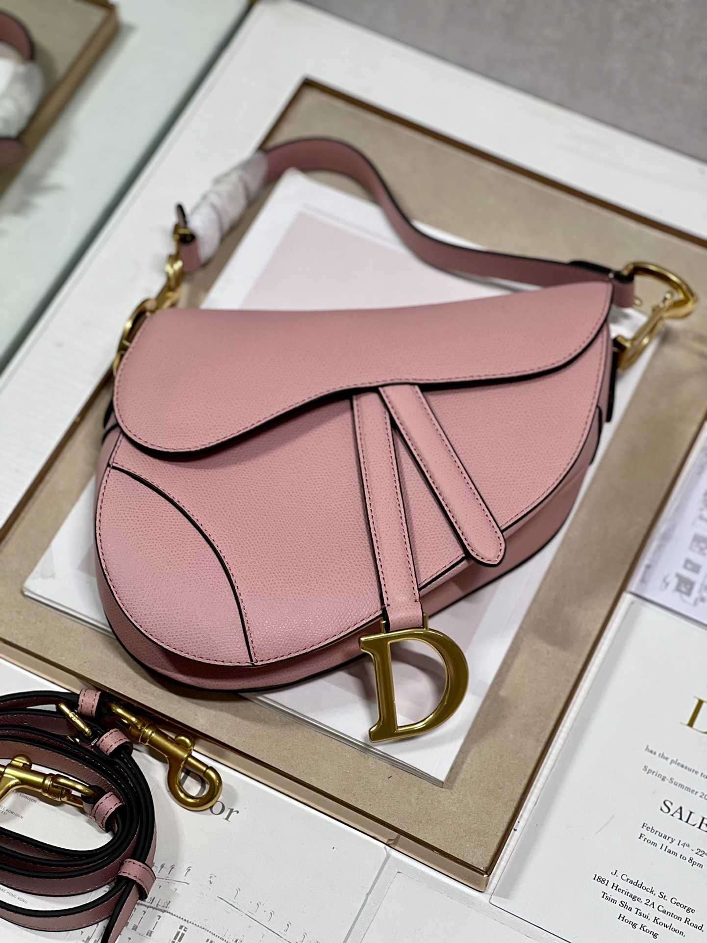 Geanta Christian Dior Saddle Pink Smooth 25.5×20×6.5cm, Premium